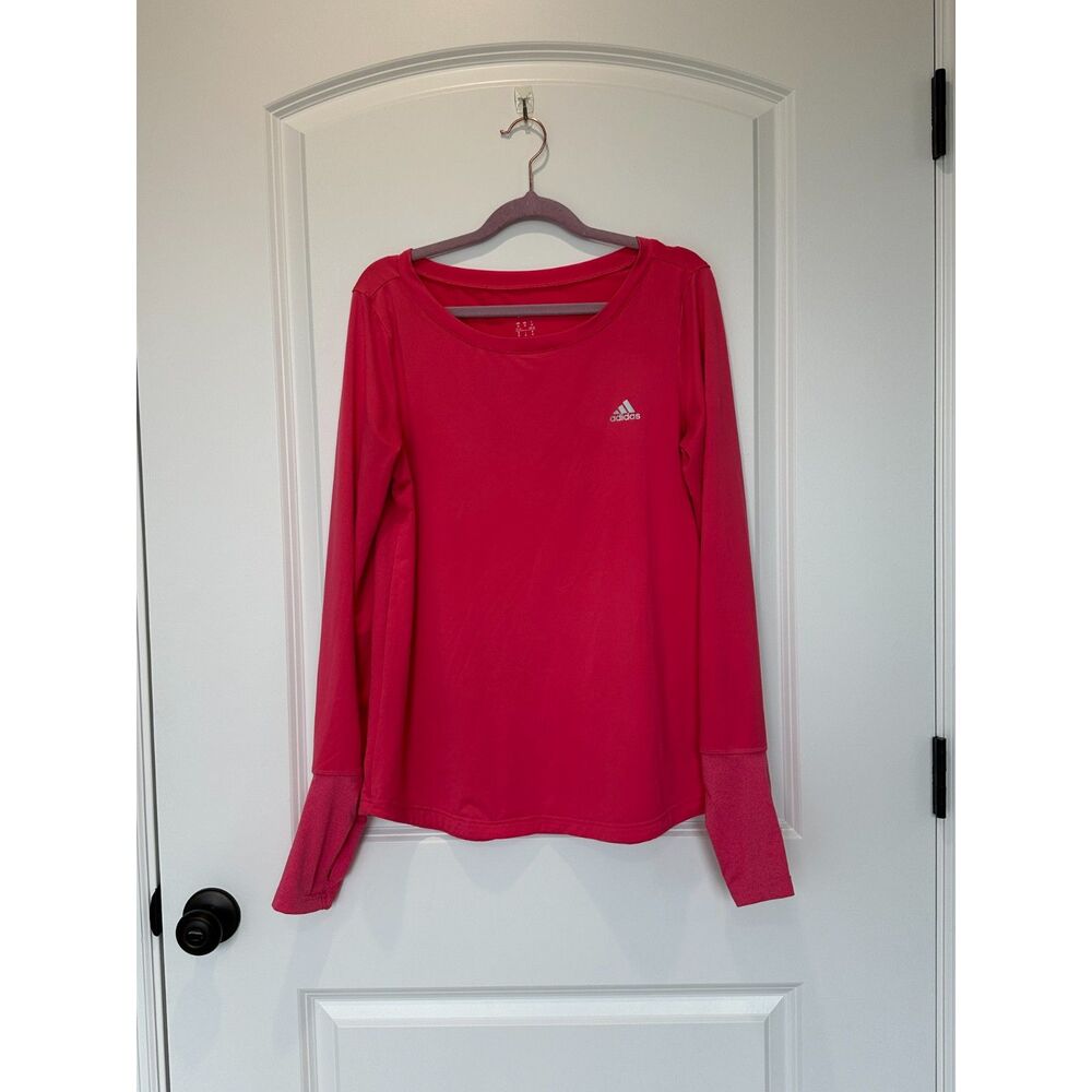 Adidas Climalite Pink Long Sleeve Crewneck Top Size Medium